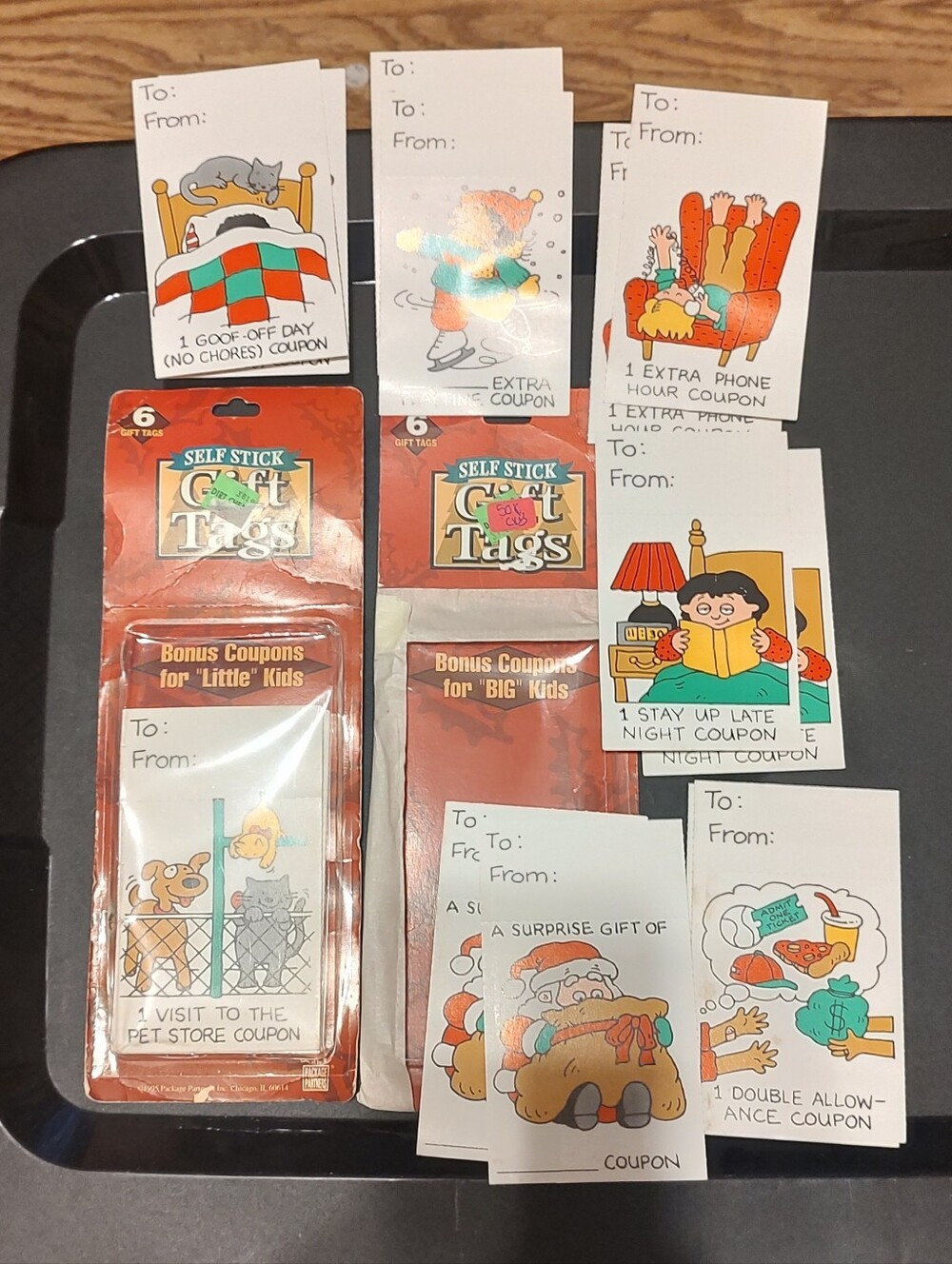 Vintage 1995 Gift Tags Christmas Coupons Package Partners 2 Packs One Open